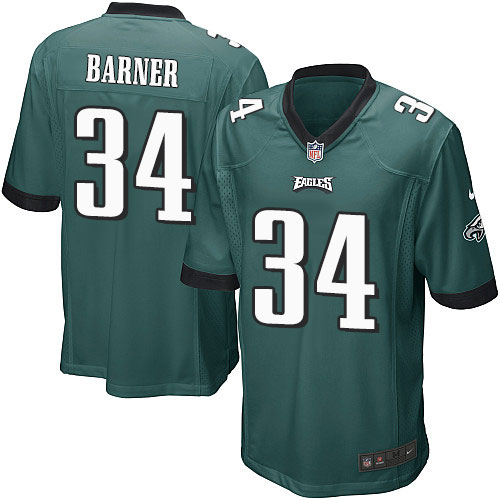 Men's Game Kenjon Barner Nike Jersey Midnight Green Home - #34 NFL Philadelphia Eagles